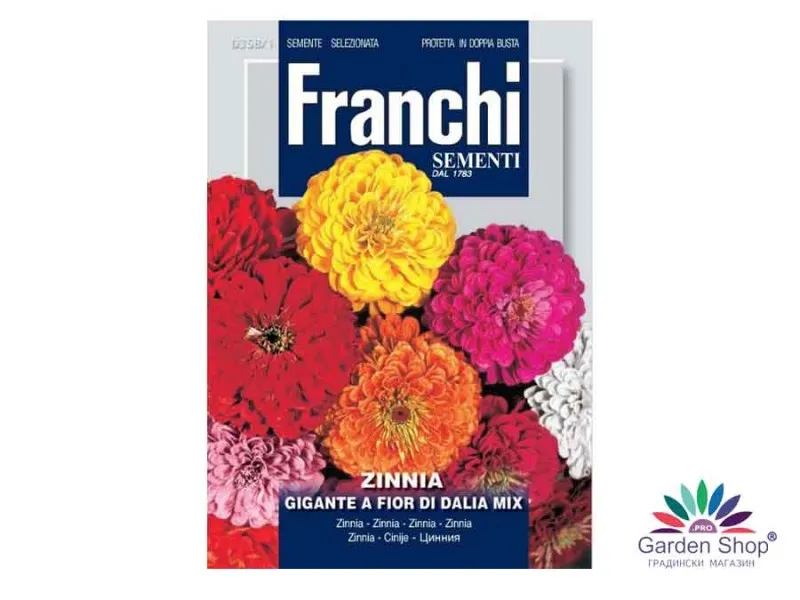 Семена на елегантната циния Далиева (Zinnia elegans) - с гигантски цветове